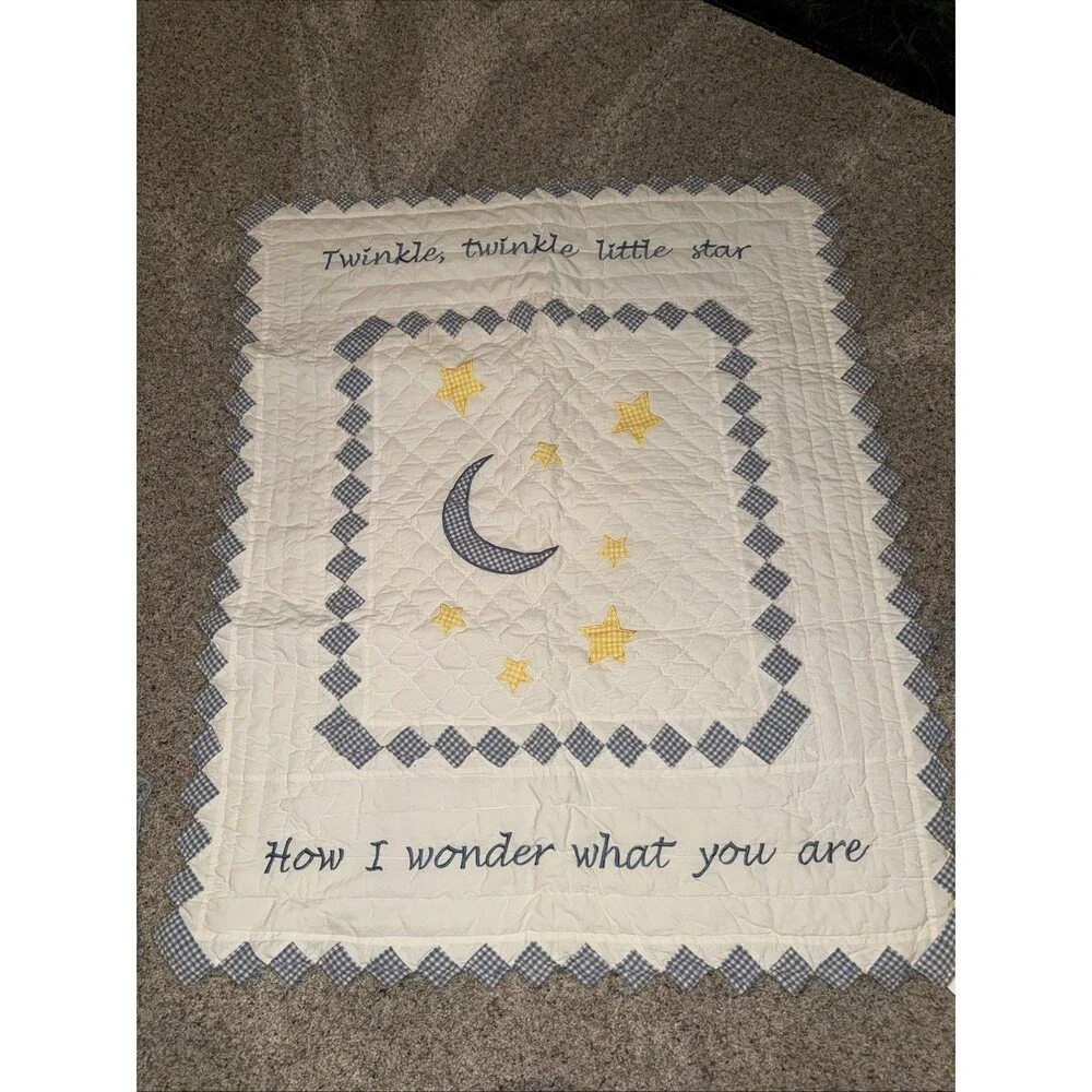 Twinkle Twinkle Little Star Boys Baby Quilt 40x30 Inches Vintage
